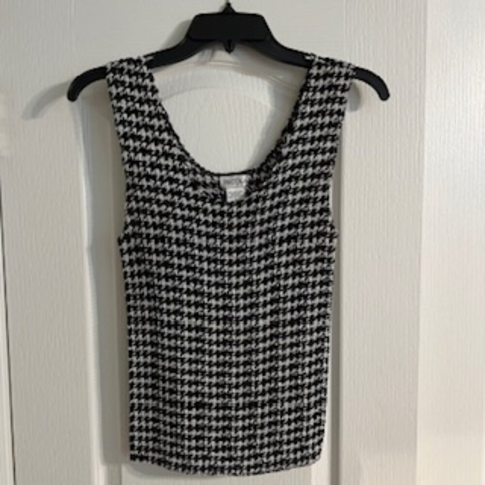 Nicola Women's Vintage Houndstooth Printed Sleeveless Top Stretchy Fabric Large